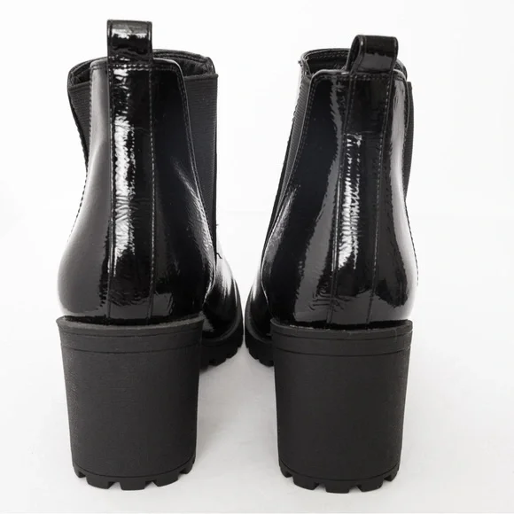 Patent leather look lug sole Chelsea boot black Dirty Laundry Lita 8.5 fall boot - Picture 4 of 16